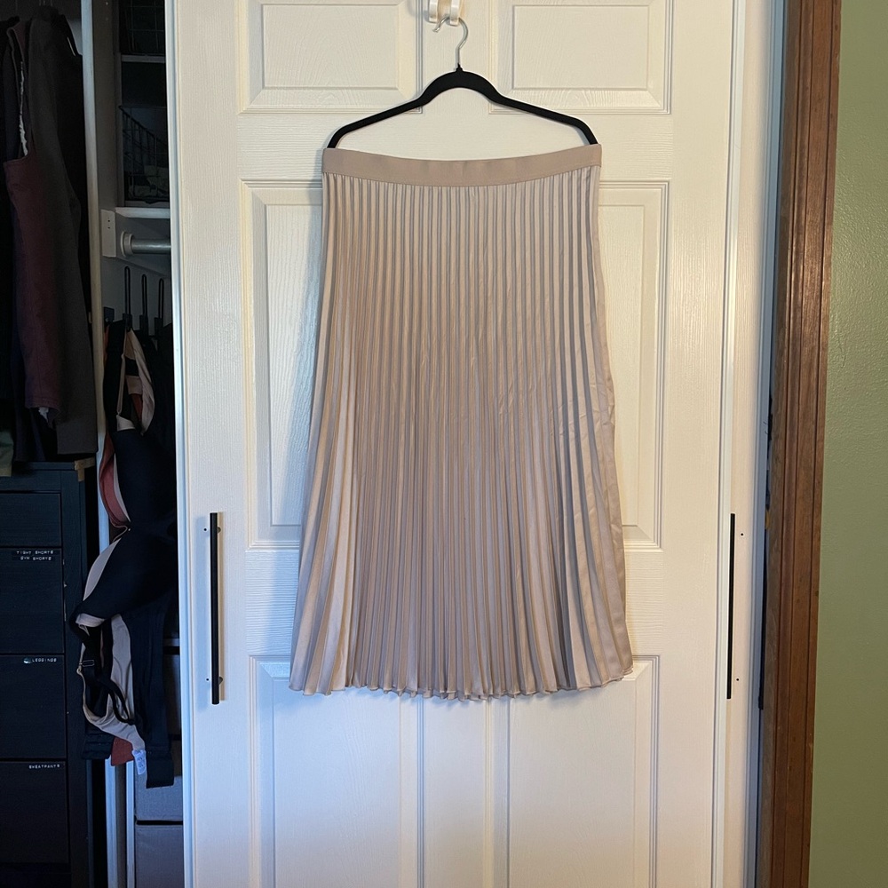H&M Champagne Pleated A-Line Skirt